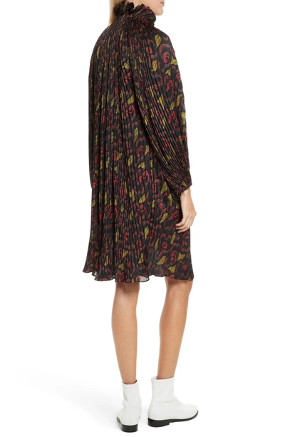 Shop Opening Ceremony Pleated Floral Dress In Jewel Red Multi