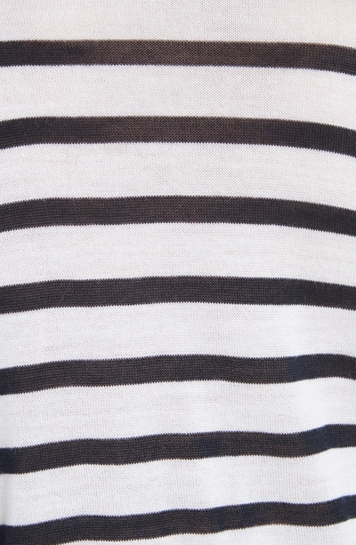 Shop Alexander Wang Wash & Go Cold Shoulder Merino Wool Blend Sweater In White / Navy Stripe