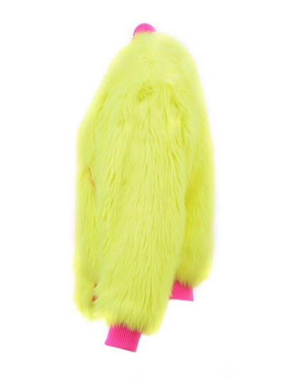 Shop Alberta Ferretti Ecofur Fluo Bomber In Yellow