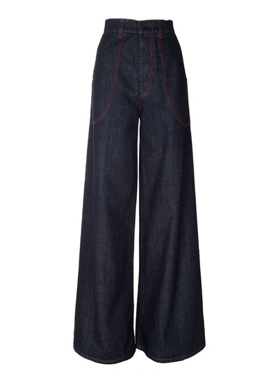 Shop Marni High-rise Wide-leg Jeans In Blublack