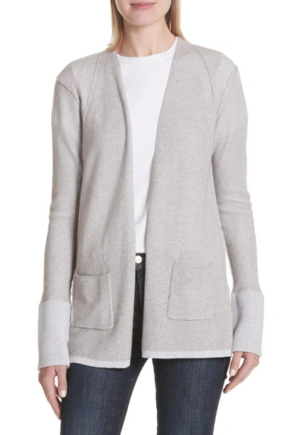 Shop Atm Anthony Thomas Melillo Cotton & Cashmere Waffle Knit Cardigan In Heather Grey