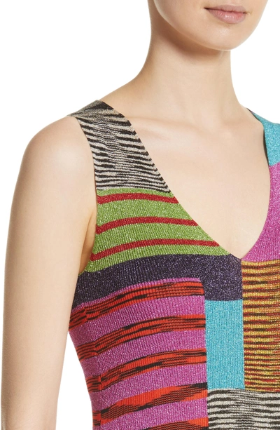 Shop Missoni Metallic Patchwork Stripe Knit Dress In Multi