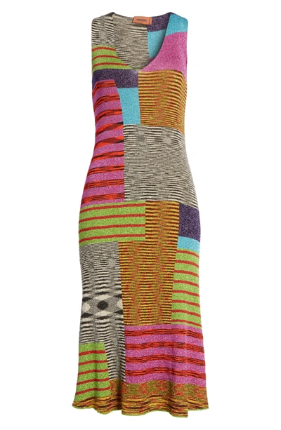 Shop Missoni Metallic Patchwork Stripe Knit Dress In Multi