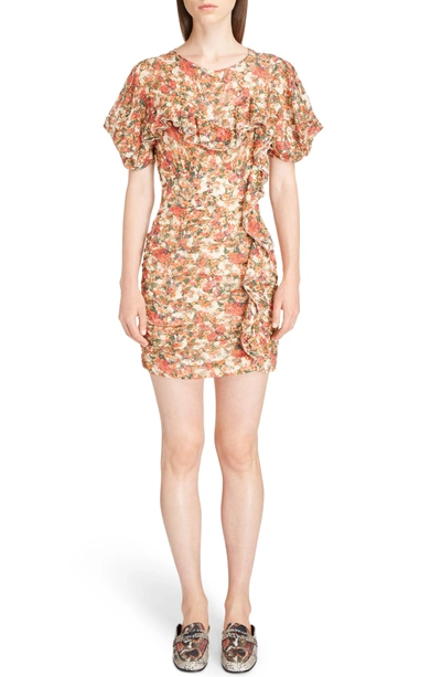 Shop Isabel Marant Floral Print Ruffle Dress In Red