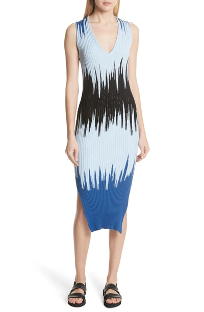 Shop Opening Ceremony Intarsia Ribbed Body-con Dress In Blue Multi