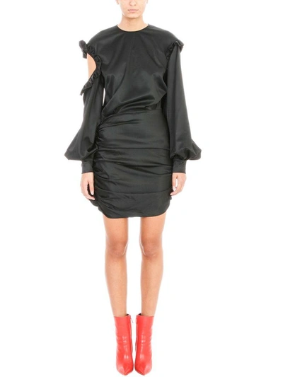 Shop Magda Butrym Acapulco Cold-shoulder Mini Dress In Black