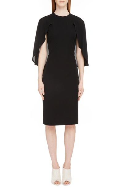 Shop Givenchy Chiffon Cape Silk Georgette Dress In Black