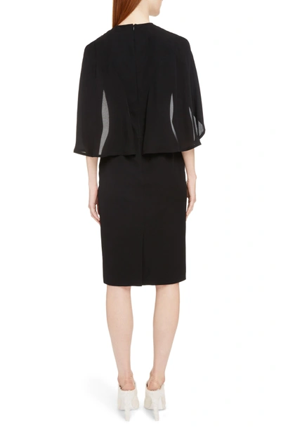 Shop Givenchy Chiffon Cape Silk Georgette Dress In Black