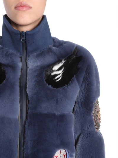 Shop Mr & Mrs Italy Fur Bomber Jacket In Blu