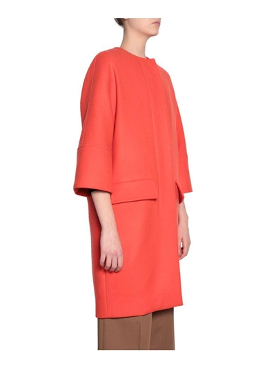 Shop Marni Stretch Wool Coat In Rosso