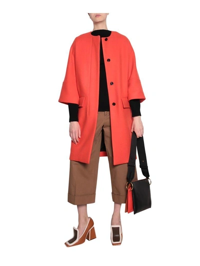 Shop Marni Stretch Wool Coat In Rosso