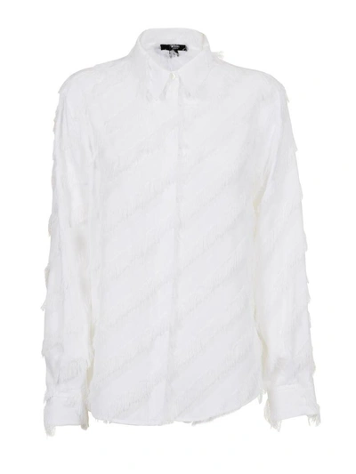 Shop Versus Fringed Shirt In Bianco
