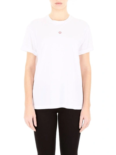 Shop Stella Mccartney Embroidered T-shirt In Pure White Blackbianco