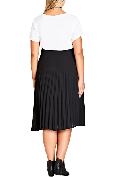 Shop City Chic Sheer Pleat Skirt In Black