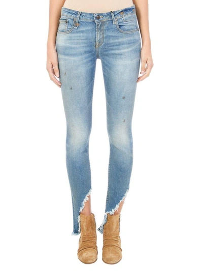 Shop R13 Kate Skinny Distressed Jeans In Blue