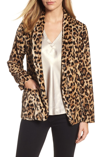 Shop Velvet By Graham & Spencer Velvet Belted Smoking Jacket In Leopard