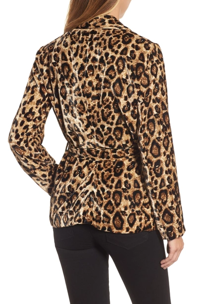 Shop Velvet By Graham & Spencer Velvet Belted Smoking Jacket In Leopard