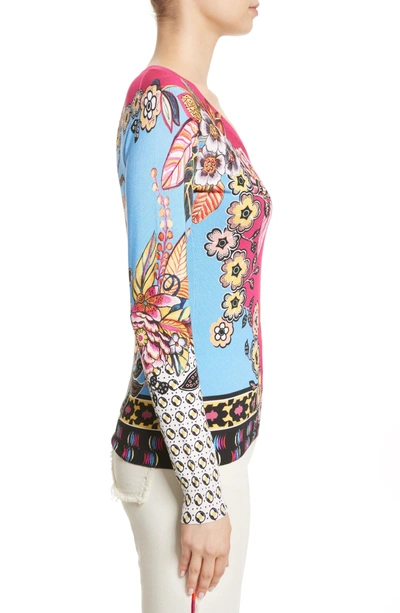 Shop Etro Animal Jungle Stretch Silk Sweater In Pink