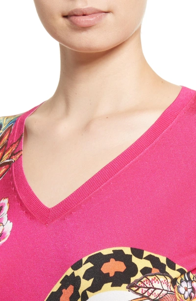 Shop Etro Animal Jungle Stretch Silk Sweater In Pink