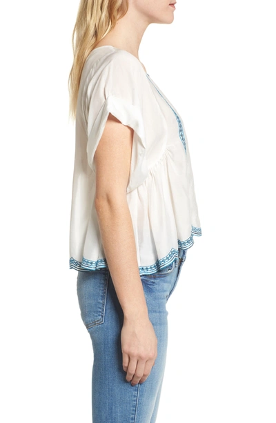 Shop Ella Moss Embroidered Top In Natural