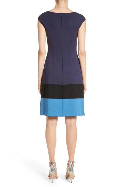 Shop St John Colorblock Milano Knit Dress In Navy Multi