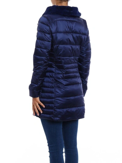 Shop Save The Duck Iris Shiny Ultralight Padded Coat In Navy Blue