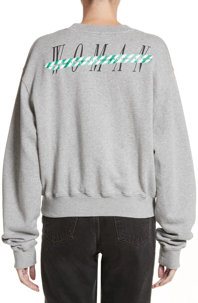 Shop Off-white Woman Tape Crop Crewneck Sweater In Melange Grey