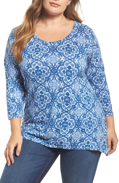 Shop Lucky Brand Tile Print Top In Blue Multi