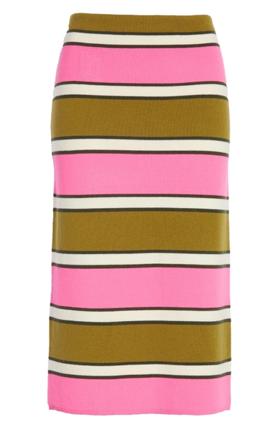 Shop Marc Jacobs Stripe Cashmere Pencil Skirt In Pink Multi