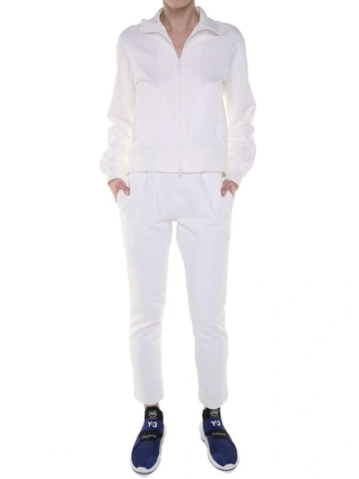 Shop Y-3 Tonal-logo Cotton-blend Track Pants In Bianco