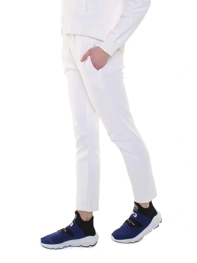 Shop Y-3 Tonal-logo Cotton-blend Track Pants In Bianco