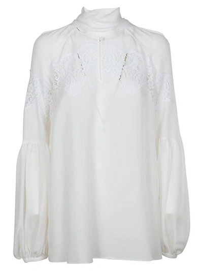 Shop Givenchy Tie Neck Boxy Blouse In White