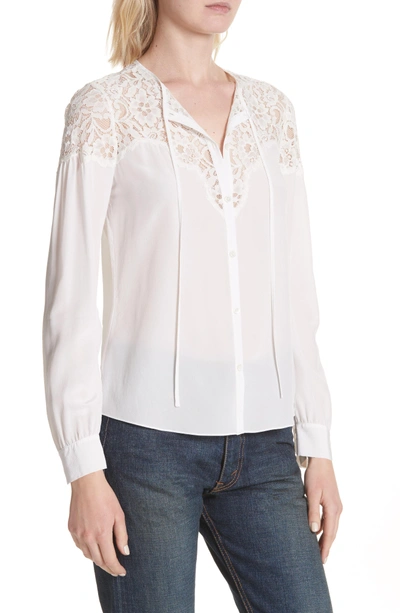 Shop Rebecca Taylor Lace & Silk Blouse In Snow