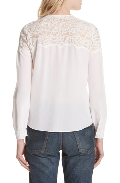 Shop Rebecca Taylor Lace & Silk Blouse In Snow