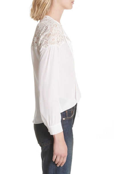 Shop Rebecca Taylor Lace & Silk Blouse In Snow