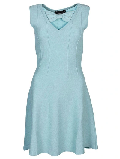 Shop Boutique Moschino Bow Detail Dress In Light Blue