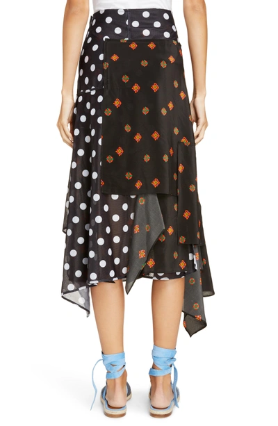 Shop Jw Anderson Polka Dot & Floral Panel Skirt In Black