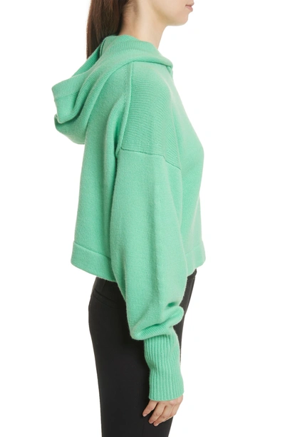 Shop Tibi Blouson Sleeve Cashmere Hoodie In Kelly Green