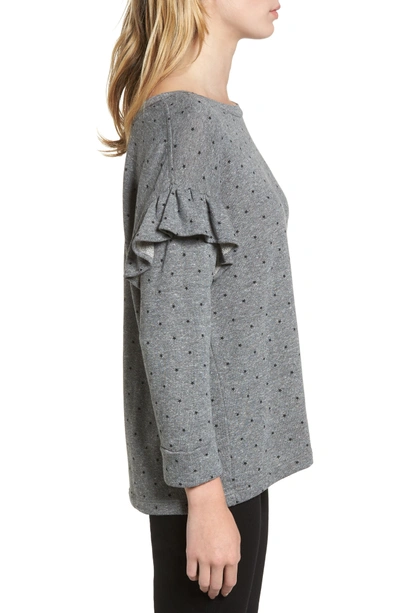 Shop Current Elliott The Ruffle Sweatshirt In Heather Grey/ Mini Polka Stars