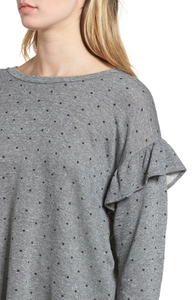 Shop Current Elliott The Ruffle Sweatshirt In Heather Grey/ Mini Polka Stars