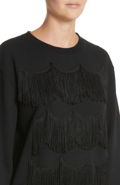 Shop Marc Jacobs Fringe Cotton Sweatshirt In Black