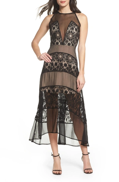 Foxiedox Tristan Lace & Chiffon Maxi Dress In Black