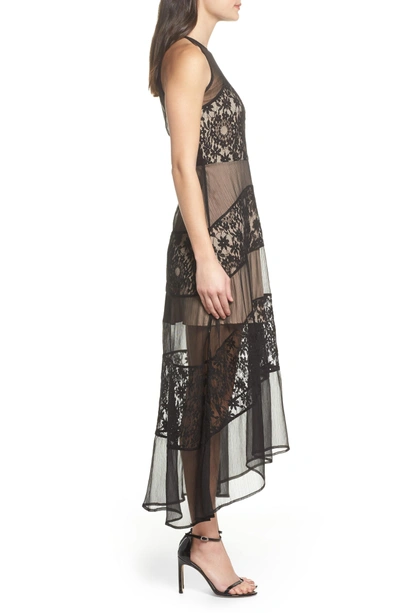 Foxiedox Tristan Lace & Chiffon Maxi Dress In Black