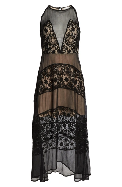 Foxiedox Tristan Lace & Chiffon Maxi Dress In Black