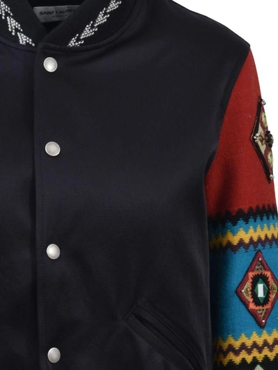 Shop Saint Laurent Ethnic Bomber Jacket In Black