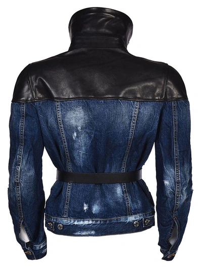 Shop Dsquared2 Zipped Denim Jacket In Blue