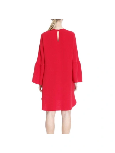 Shop Valentino Dress Over Dress With Large Sleeves And Double Length On The Bottom In Red