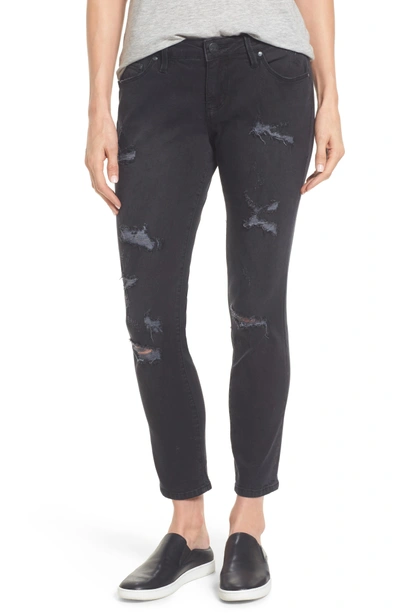 Shop Jag Jeans Mera Distressed Skinny Ankle Jeans In Black