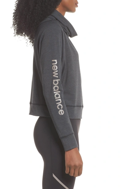 Shop New Balance Funnel Neck Sweatshirt In Black Heather