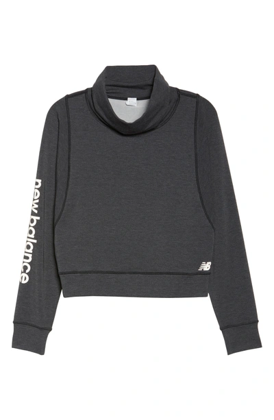 Shop New Balance Funnel Neck Sweatshirt In Black Heather